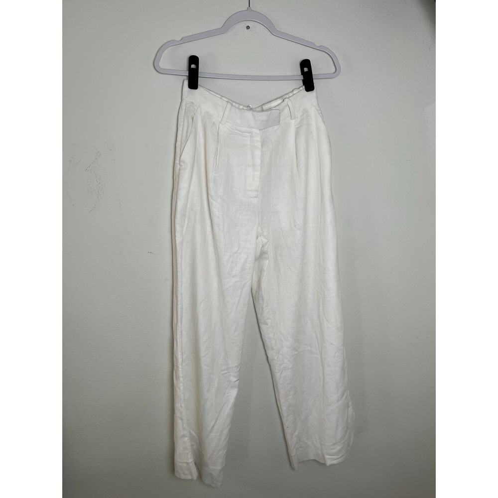 Abercrombie & Fitch Women Linen Blend Wide Leg Pant Size 26 White Coastal Resort